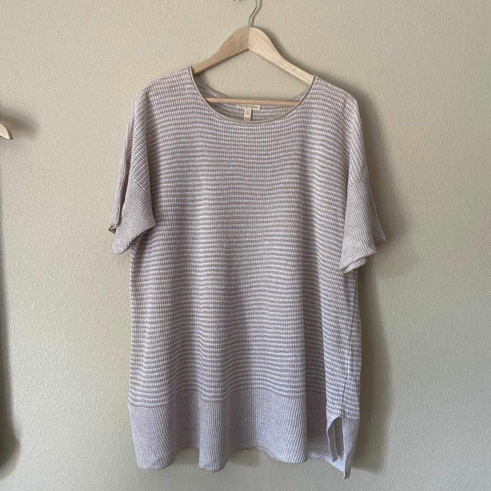 Eileen Fisher Womens Organic Linen Short Sleeve T-Shirt XL